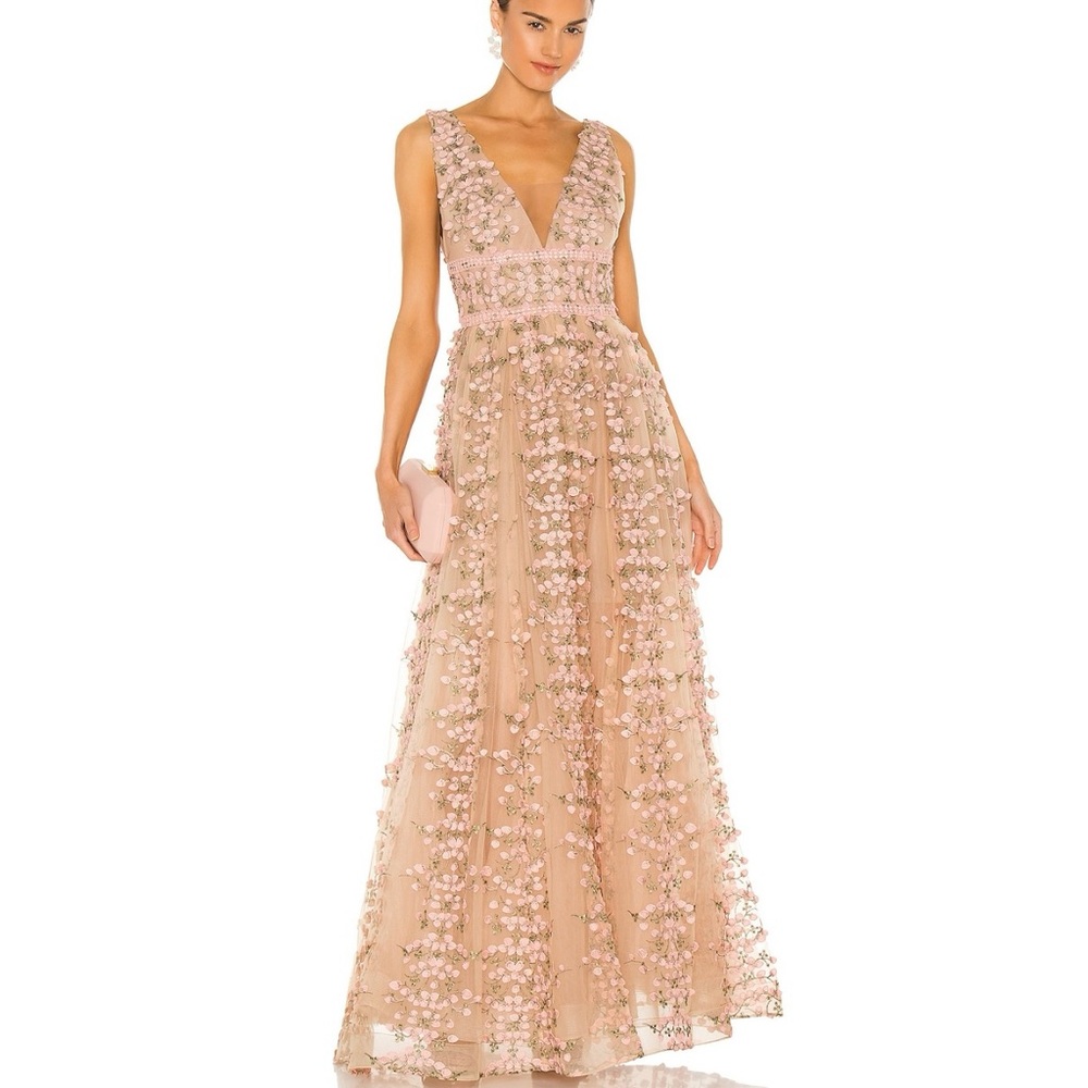 Bronx and Banco Megan Maxi Dress - Pink Floral Wedding Dress